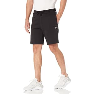 Reebok Men's Standard Fleece Shorts, Black/Tape Sides, Large for $12