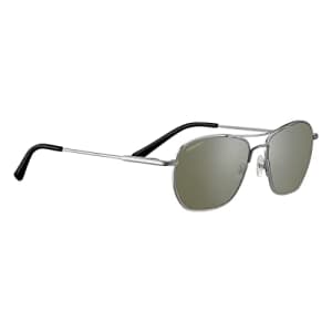 Serengeti LUNGER Polarized Rectangular Sunglasses, Shiny Silver, Large for $120