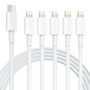6-Foot USB-C to Lightning Cable 5-Pack for $6