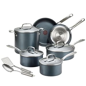 T-fal Platinum Nonstick Cookware Set 12 Piece Induction Pots and Pans, Dishwasher Safe Slate for $134