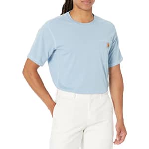 Carhartt Men's Force Relaxed Fit Midweight Short Sleeve Pocket T-Shirt, Alpine Blue, Small for $30