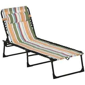 Outsunny Folding Chaise Lounge Pool Chair, Patio Sun Tanning Chair, Outdoor Lounge Chair w/ for $52