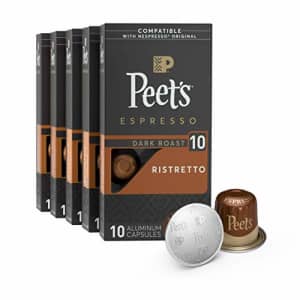Peet's Coffee Espresso Capsules Ristretto, Intensity 10, 50 Count Single Cup Coffee Pods Compatible for $36 Peet's Coffee Espresso Capsules Ristretto, Intensity 10, 50 Count Single Cup Coffee Pods Compatible for $36