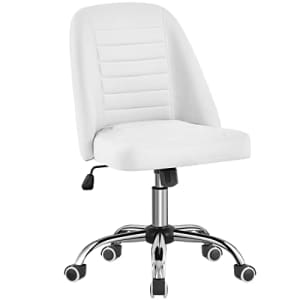 Yaheetech PU Leather Armless Office Chair, Mid Back Desk Chair, Computer Task Chair, Modern Vanity for $59