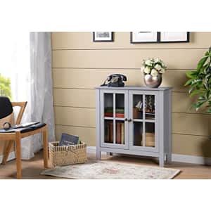 American Furniture Classics OS Home and Office Glass Door Accent and Display Cabinet, Dark Gray for $136