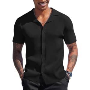 Coofandy Men's Ribbed Knit Shirt for $13