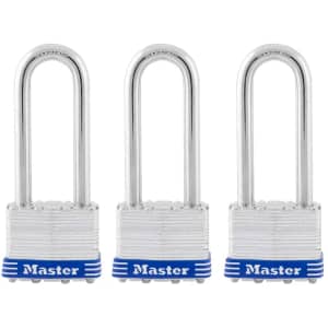Master Lock Extended Shackle Laminated Steel Keyed Padlock 3-Pack (Keyed-Alike) for $19 Master Lock Extended Shackle Laminated Steel Keyed Padlock 3-Pack (Keyed-Alike) for $19