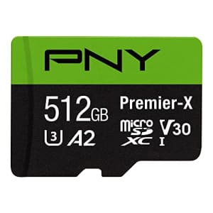 PNY 512GB Premier-X Class 10 U3 V30 microSDXC Flash Memory Card for $30