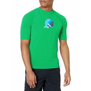 Kanu Surf Men's Paradise UPF 50+ Short Sleeve Sun Protective Rashguard Swim Shirt, Seaside Green, for $11