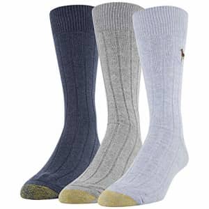 Gold Toe Men's Hampton Socks, 3-Pairs, Angel Blue/Light Grey/Ink, Large for $24