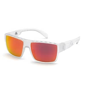 Adidas SP0006 26G Sunglasses Men's Crystal/Orange Mirror Lenses Rectangular 57mm for $60