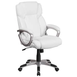 Flash Furniture Mid-Back White LeatherSoft Executive Swivel Office Chair with Padded Arms for $170 Flash Furniture Mid-Back White LeatherSoft Executive Swivel Office Chair with Padded Arms for $170