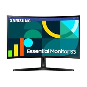 SAMSUNG 24" Essential S3 (S36GD) Series FHD 1800R Curved Computer Monitor, 100Hz, Game Mode, for $110