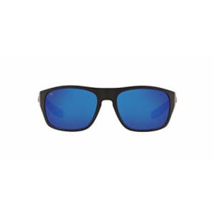Costa Del Mar Men's Tico Polarized Rectangular Sunglasses, Matte Black/Blue Mirrored for $160