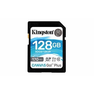 Kingston 128GB SDXC Canvas Go Plus 170MB/s Read UHS-I, C10, U3, V30 Memory Card (SDG3/128GB) for $16