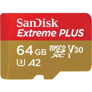SanDisk Extreme PLUS 64GB microSDXC UHS-I Memory Card for $16