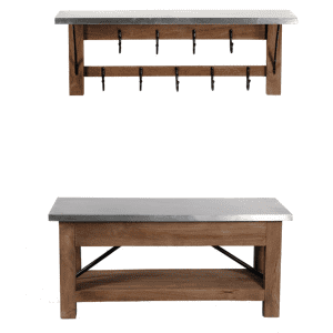 Alaterre Furniture Millwork 40" Metal-Top Bench w/ Coat Hook Shelf for $407 Alaterre Furniture Millwork 40" Metal-Top Bench w/ Coat Hook Shelf for $407