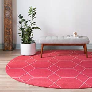 Unique Loom Trellis Frieze Collection Area Rug - Geometric (5' 1" Round, Pink/ Ivory) for $38 Unique Loom Trellis Frieze Collection Area Rug - Geometric (5' 1" Round, Pink/ Ivory) for $38