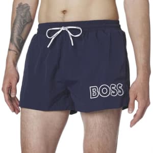 BOSS Men's Standard Big Logo Swim Trunk, captain navy for $17