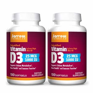 Jarrow Formulas Vitamin D3 1000 IU - 100 Softgels, Pack of 2 - Bone Health, Immune Function & for $16