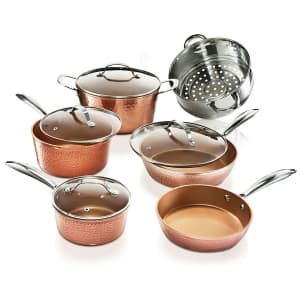 Gotham Steel 10-Piece Hammered Copper Cookware Set for $100