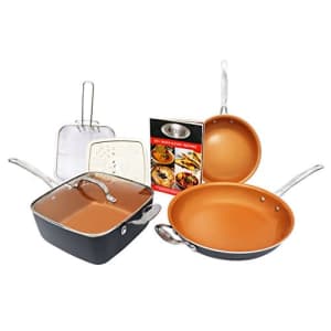 Gotham Steel Tastic Bundle 7 Piece Cookware Set Titanium Ceramic Pan, Copper for $200