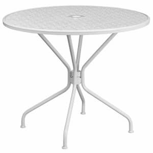 Flash Furniture 35.25RD White Patio Table for $111 Flash Furniture 35.25RD White Patio Table for $111