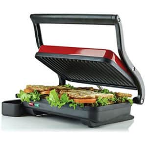 Ovente Electric Countertop Panini Press Grill with Double Nonstick Flat Cooking Plate and Portable for $20