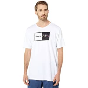 Hurley Men's Everyday Washed Double Up Glitch T-Shirt, White, Medium for $26