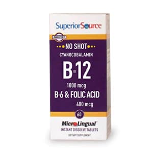 Superior Source No Shot B6/B12/Folic Acid Nutritional Supplements, 60 Count for $8