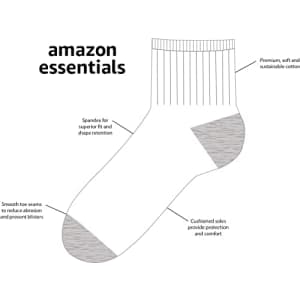 Amazon Essentials Unisex Kids' Cotton Ankle Socks, 14 Pairs, White/Grey, 5.5-8.5 for $19