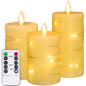 Paichi Flameless Battery Operated LED Flickering Candle 3-Pack for $17