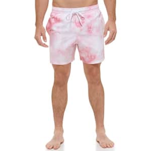 Calvin Klein Men's Standard UV Protected Quick Dry Swim Trunk, Pink, Large for $18