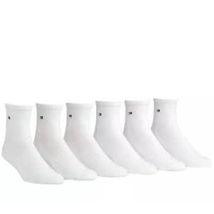 Tommy Hilfiger Men's Pitch Athletic Quarter Socks 6-Pair Pack for $15