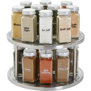 Juvale 2-Tier Stainless Steel Lazy Susan Revolving Spice Rack for $16