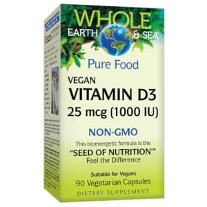 Whole Earth & Sea from Natural Factors, Vitamin D3 1000 IU (25 mcg), Whole Food Supplement, Vegan, for $17