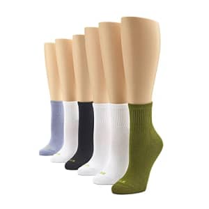 HUE Women's Cotton Mini Crew Socks - Size 6-10 - Ladies Athletic Cushioned Workout Socks (Olive - 6 for $13
