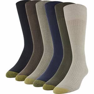 Gold Toe Men's Stanton Crew Socks, Multipairs, Khaki/Loden (6-Pairs), Large for $22