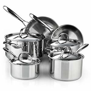 Cooks Standard Classic 10-Piece Stainless Steel Cookware Set, Silver for $121 Cooks Standard Classic 10-Piece Stainless Steel Cookware Set, Silver for $121