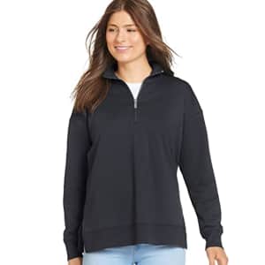 Jockey Women's Activewear French Terry 1/2 Zip Sweatshirt, Galaxy Grey, 2x for $34
