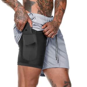 Men's Active Shorts with Compression Liner: 2 for $12