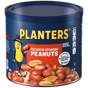PLANTERS Redskin Spanish Peanuts, Roasted Salted Peanuts, Plant Based Protein 12.5oz (1 Canister) for $10