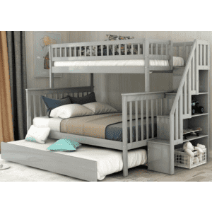 Twin over Full Bunk Bed with Trundle and Stairs for $702