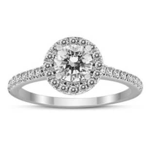 Szul Signature Quality 1-tcw Diamond Halo Ring in 14K White Gold for $788