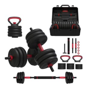 FitRx SmartBell Gym 60-lb 4-in-1 Portable Dumbbell, Barbell, and Kettlebell Set for $98