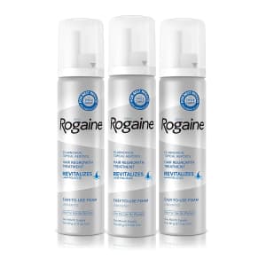 Rogaine Men's 5% Minoxidil 2.11-oz. Topical Foam 3-Pack for $45 Rogaine Men's 5% Minoxidil 2.11-oz. Topical Foam 3-Pack for $45