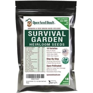 Open Seed Vault Survival Garden Heirloom Seeds 18-Variety Pack for $18