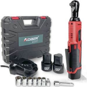 Aoben 3/8" 12V Cordless Electric Ratchet Wrench Set for $40