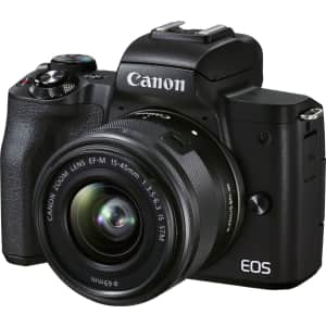 Canon Cameras and Lenses at Best Buy. 40 items are discounted, including the Canon EOS M50 Mark II Mirrorless Camera w/ EF-M 15-45mm Zoom Lens (pictured), for $599.99. ($100 off)