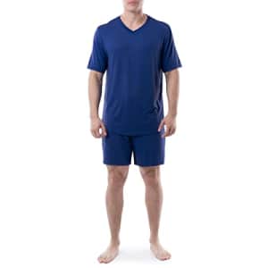 Van Heusen Men's Poly-Spandex Jersey V-Neck Top and Shorts Pajama Sleep Set, Blue for $25